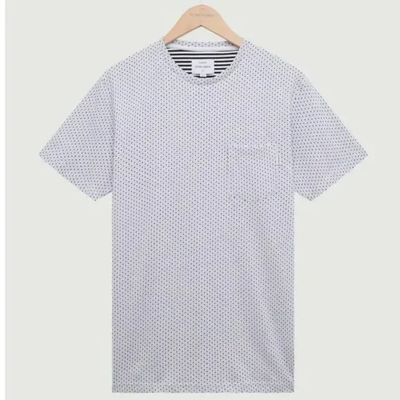 ⭐️MUST GO free ship! Peter Werth Men’s Bridger Tee - Textured White + Navy Small - Picture 1 of 13